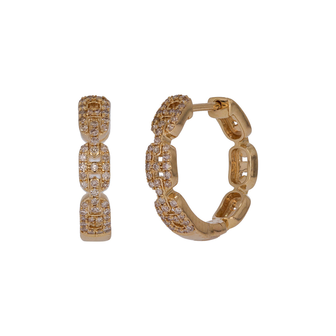 EHF57624. 14K Solid Yellow Gold Diamond Hoop Earrings