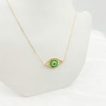 Load image into Gallery viewer, 14K Solid Gold Diamond and Emerald Eye Necklace. CN96322EM
