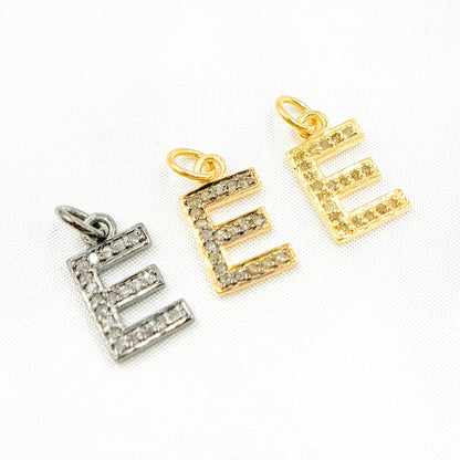 DC178. Diamond Sterling Silver Letter "E" Charm