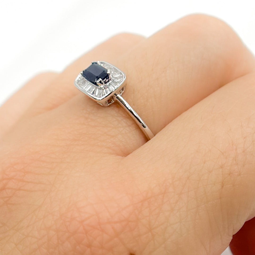 RN417572BS. 14K Solid Gold Diamond and Blue Sapphire Ring