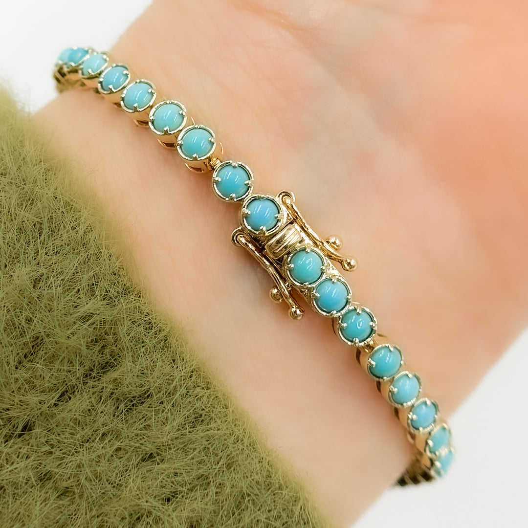 BFZ61278TQ. 14K Solid Gold Turquoise Bracelet