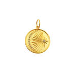 Load image into Gallery viewer, 14K Solid Gold with Diamonds Circle Shape Charm with Moon and Star in the Center. GDP241
