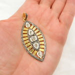 Load image into Gallery viewer, DP204. Diamond &amp; Sterling Silver Leaf Shape Pendant with Polki Diamond
