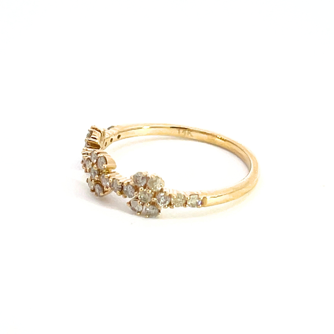 14K Solid Gold Diamond Flowers Band Ring. RFG17696