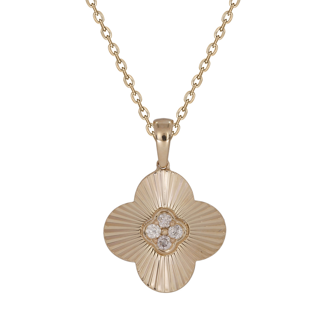 PFB33136. 14K Solid Gold Clover Diamond Necklace