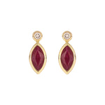 Load image into Gallery viewer, CE97070. 14K Solid Yellow Gold Diamond and Gemstone Marquise Stud Earring