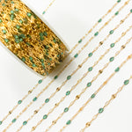 Load image into Gallery viewer, V295OGGF. 14K Gold Filled Olive Green Color Enamel with Paperclip and Diamond Cut Marina Links