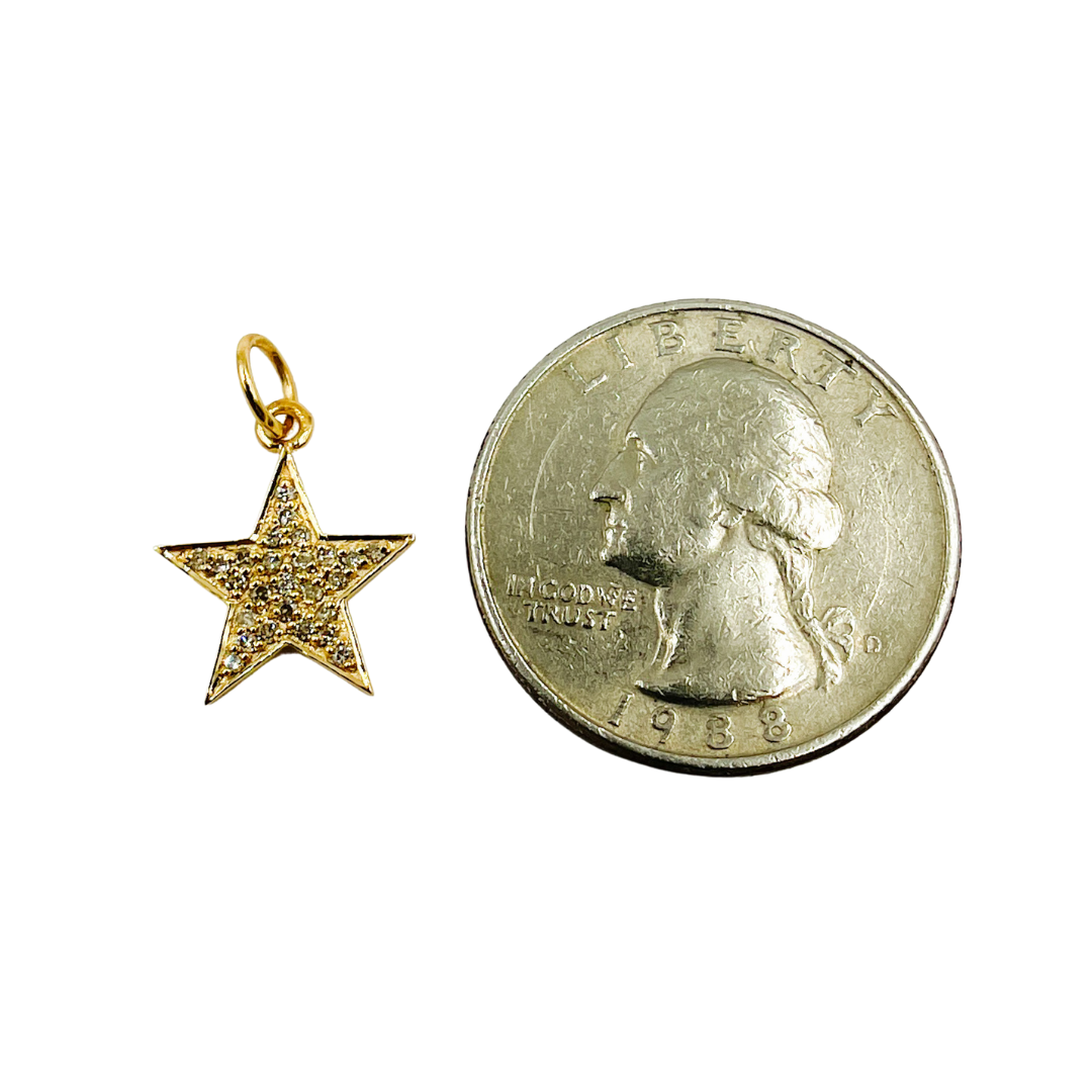 14K Gold with Diamonds Star Shape Charm. GDP40