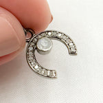 Load image into Gallery viewer, DC596. Diamond Sterling Silver Horseshoe Charm with Gemstone
