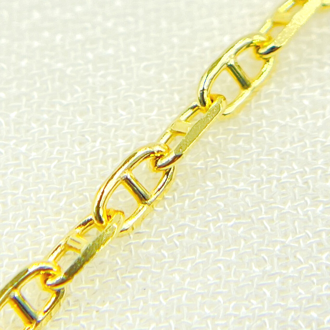 030FLP1T5. 14K Solid Yellow Gold Diamond Cut Marina Link Chain