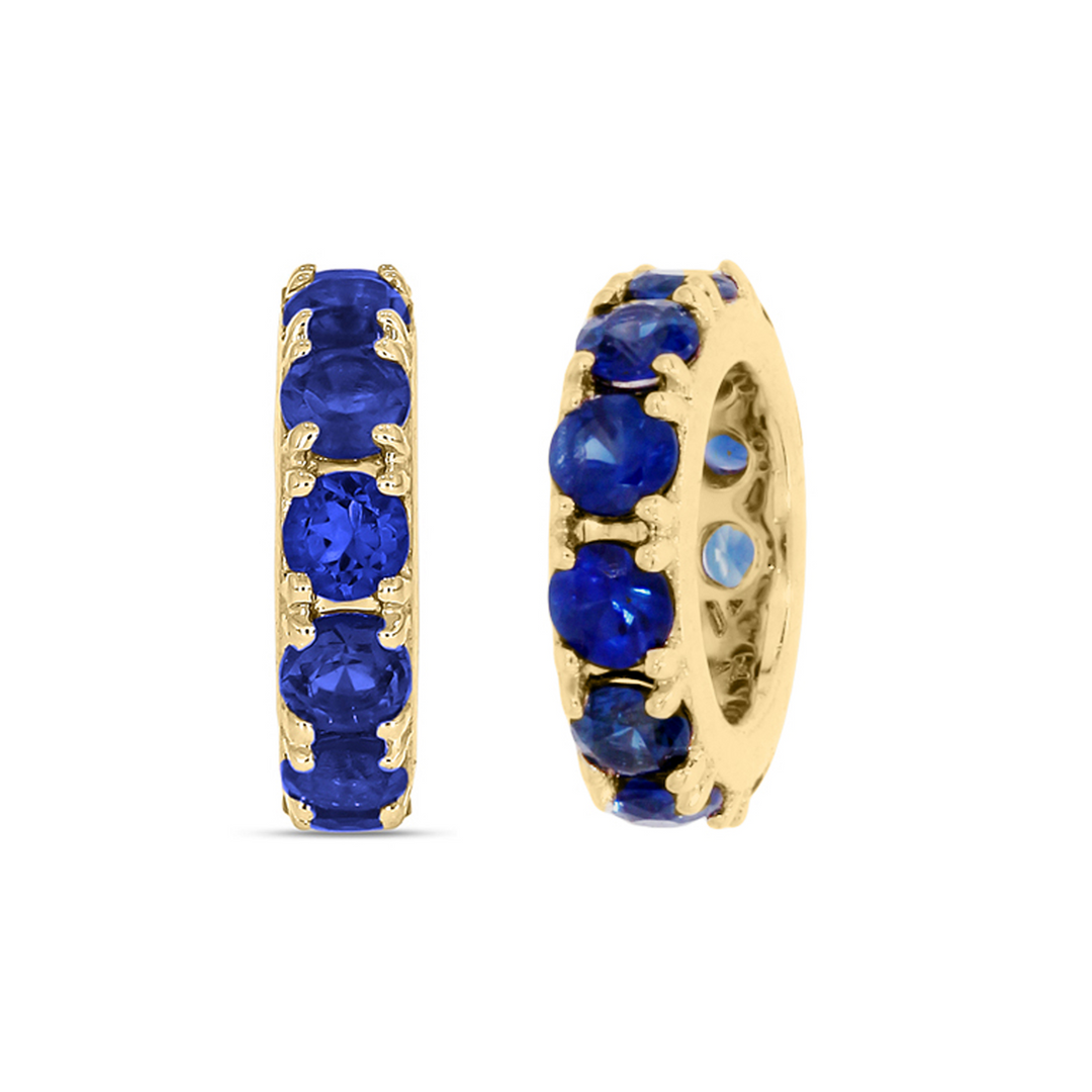 CMZ00096N. 14K Solid Gold Natural Gemstone Round Ring Slider