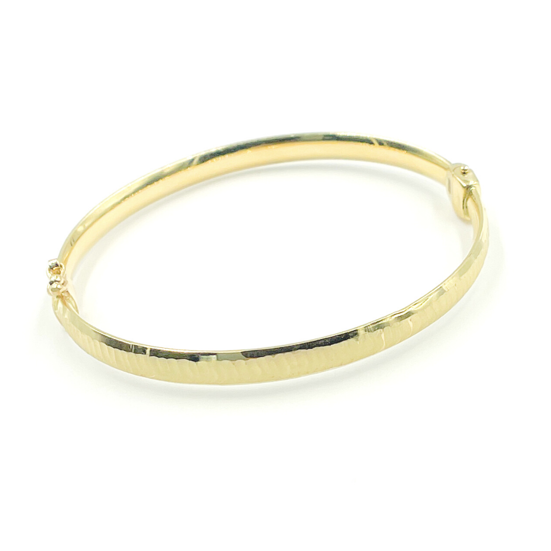 14K Solid Gold Matte Textured Bangle. Bangle12