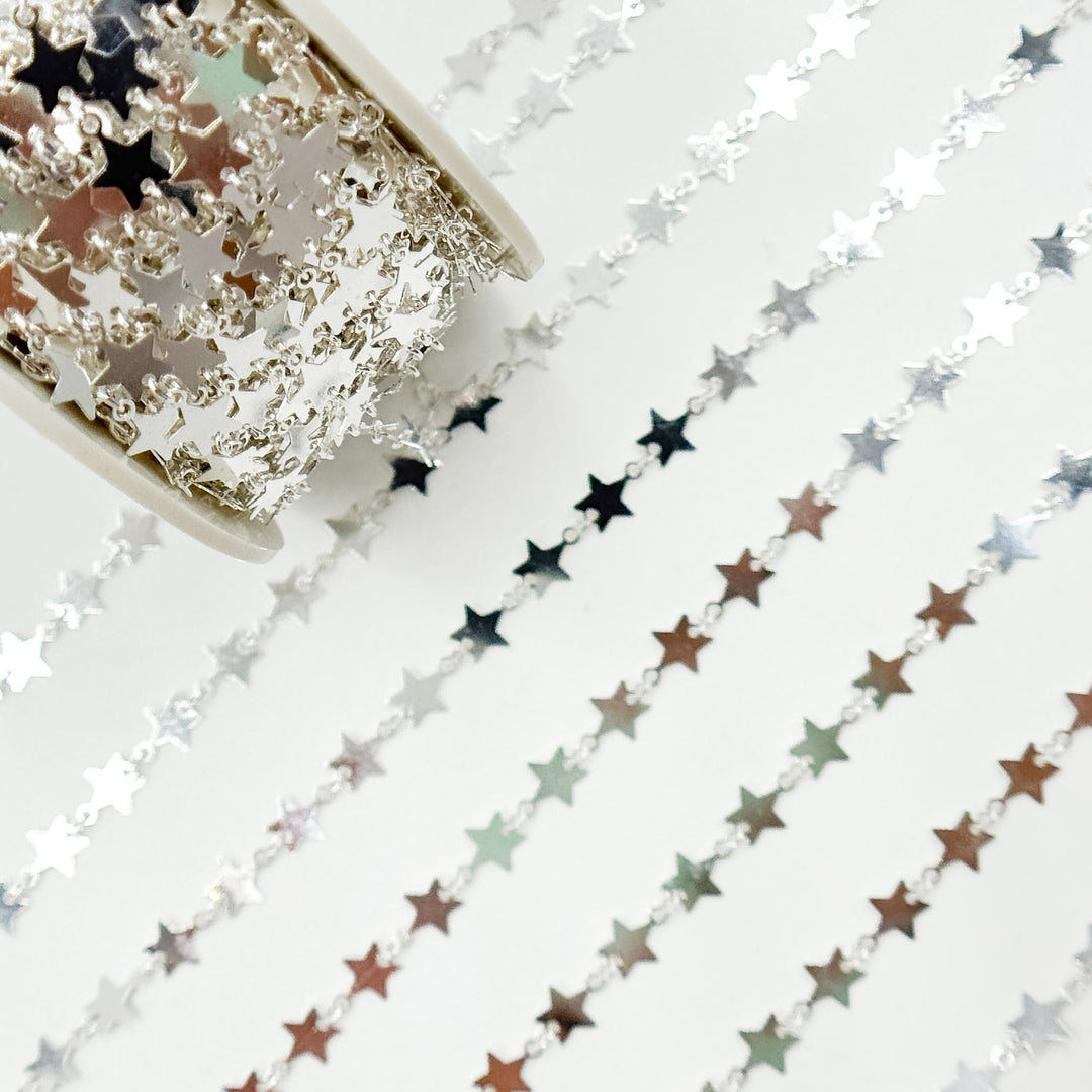 V312SS. 925 Sterling Silver Fancy Star-Link Chain