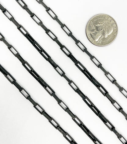 Black Rhodium Matt Sterling Silver Box Link Chains