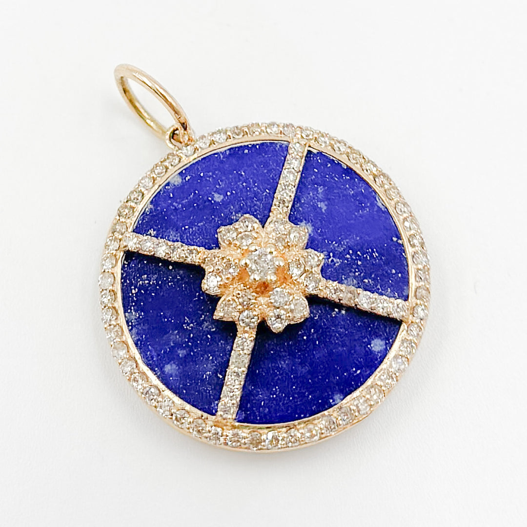 KG159. 14K Gold Flower Round Pendant
