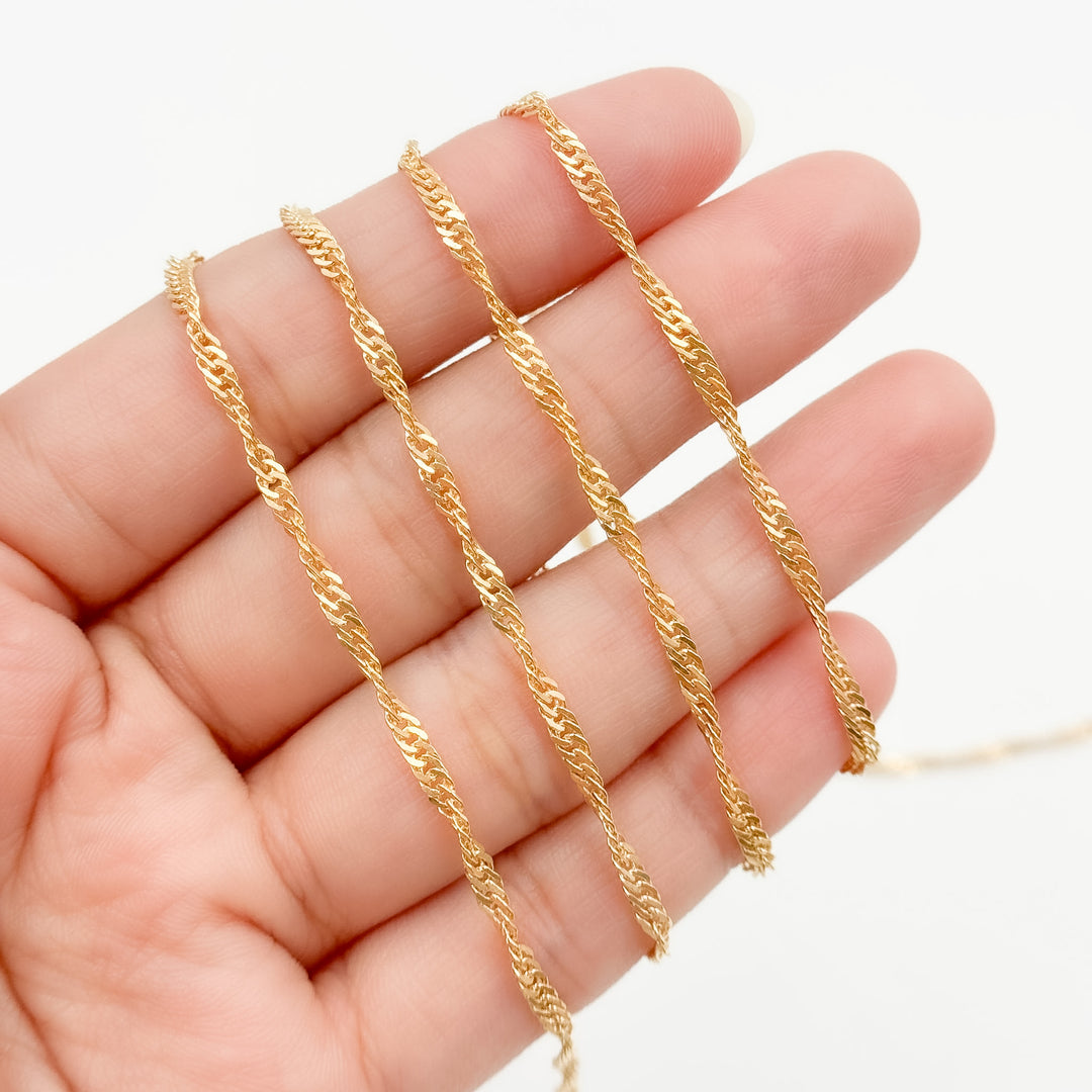 V317GF. 14K Gold Filled Twisted Singapore Unfinished Chain