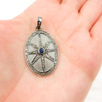 Load image into Gallery viewer, DP788. Diamond Sterling Silver Oval Star Pendant with Gemstone
