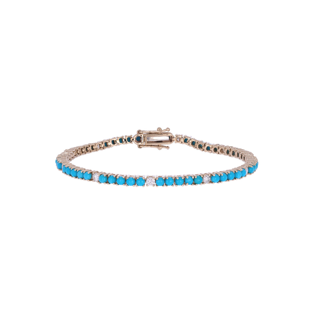 BTI65402TQ. 14K Solid Gold Diamond and Turquoise Bracelet