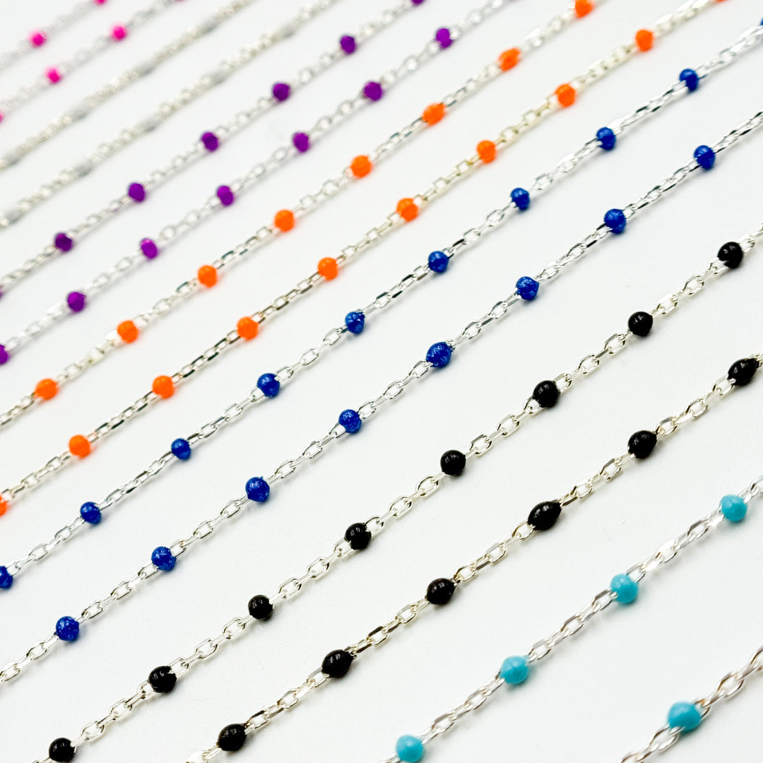 V203ENSS. Sterling Silver Enamel Chains
