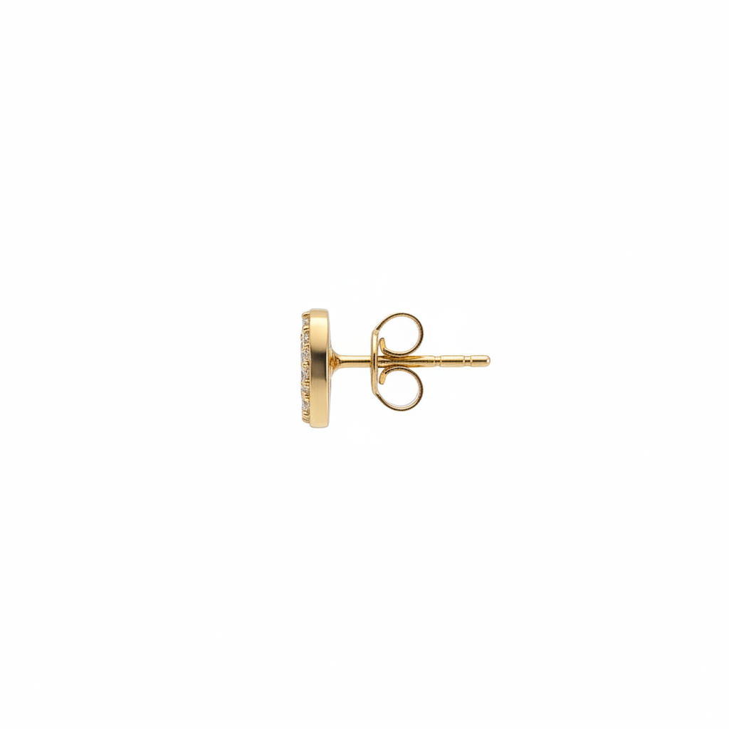 EFD54274. 14K Solid Gold Diamond Heart Earrings