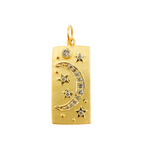 Load image into Gallery viewer, 14K Solid Gold Diamond Rectangle Moon and Star Charm. GDP125
