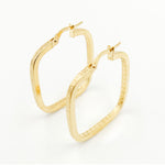 Load image into Gallery viewer, 15850000415. 14K Solid Gold Textured Square Hollow Hoop Earrings

