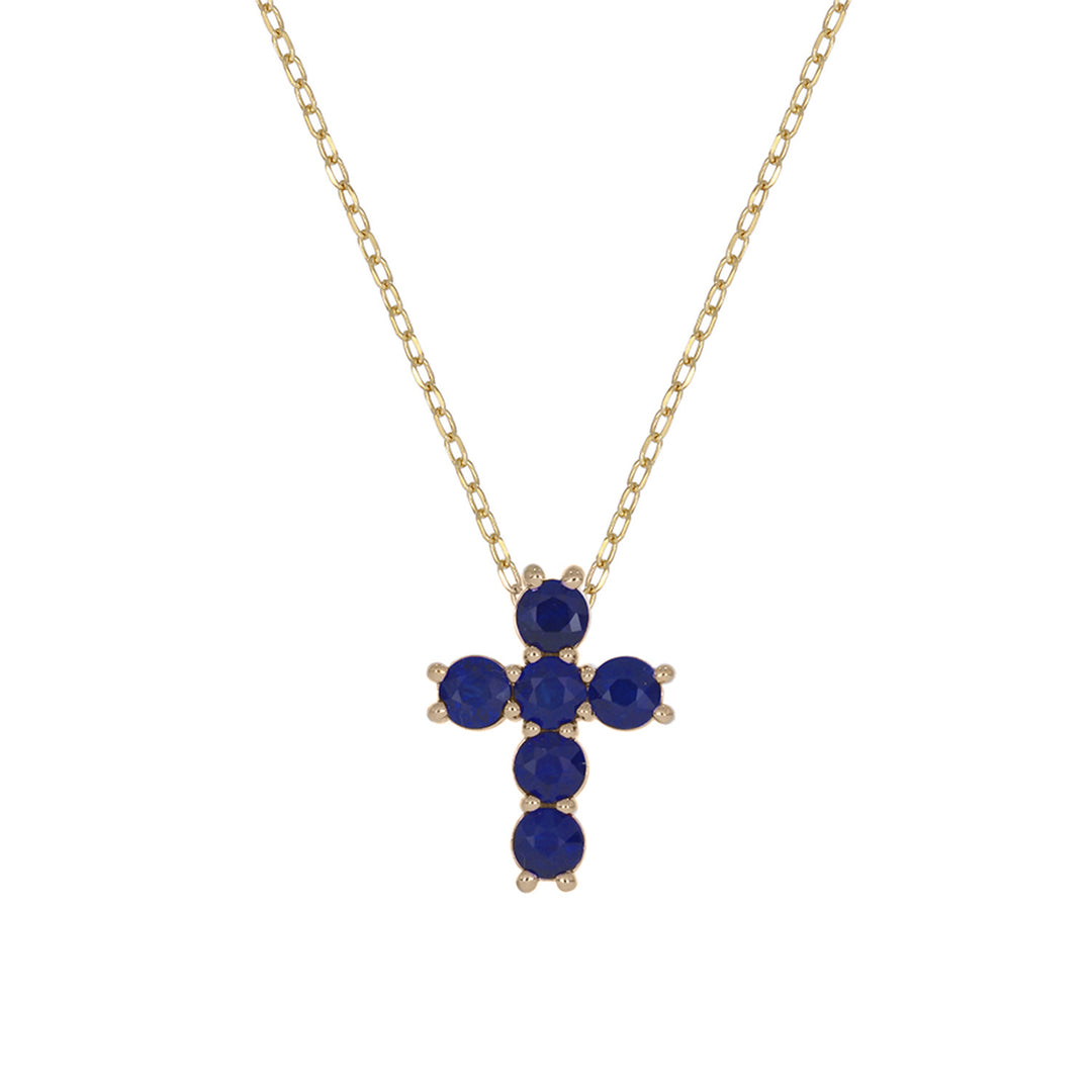 CP97251. 14k Solid Gold Gemstone Cross Necklace
