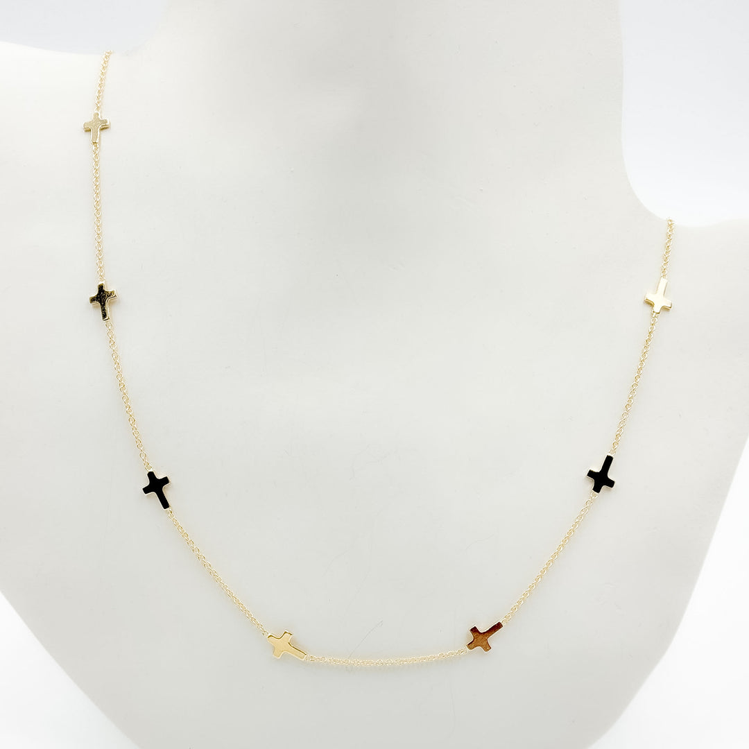 NK/BR5086. 14k Solid Yellow Gold Cross Link Necklace