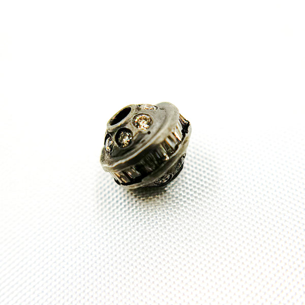 DC1102. Diamond Sterling Silver Round Bead