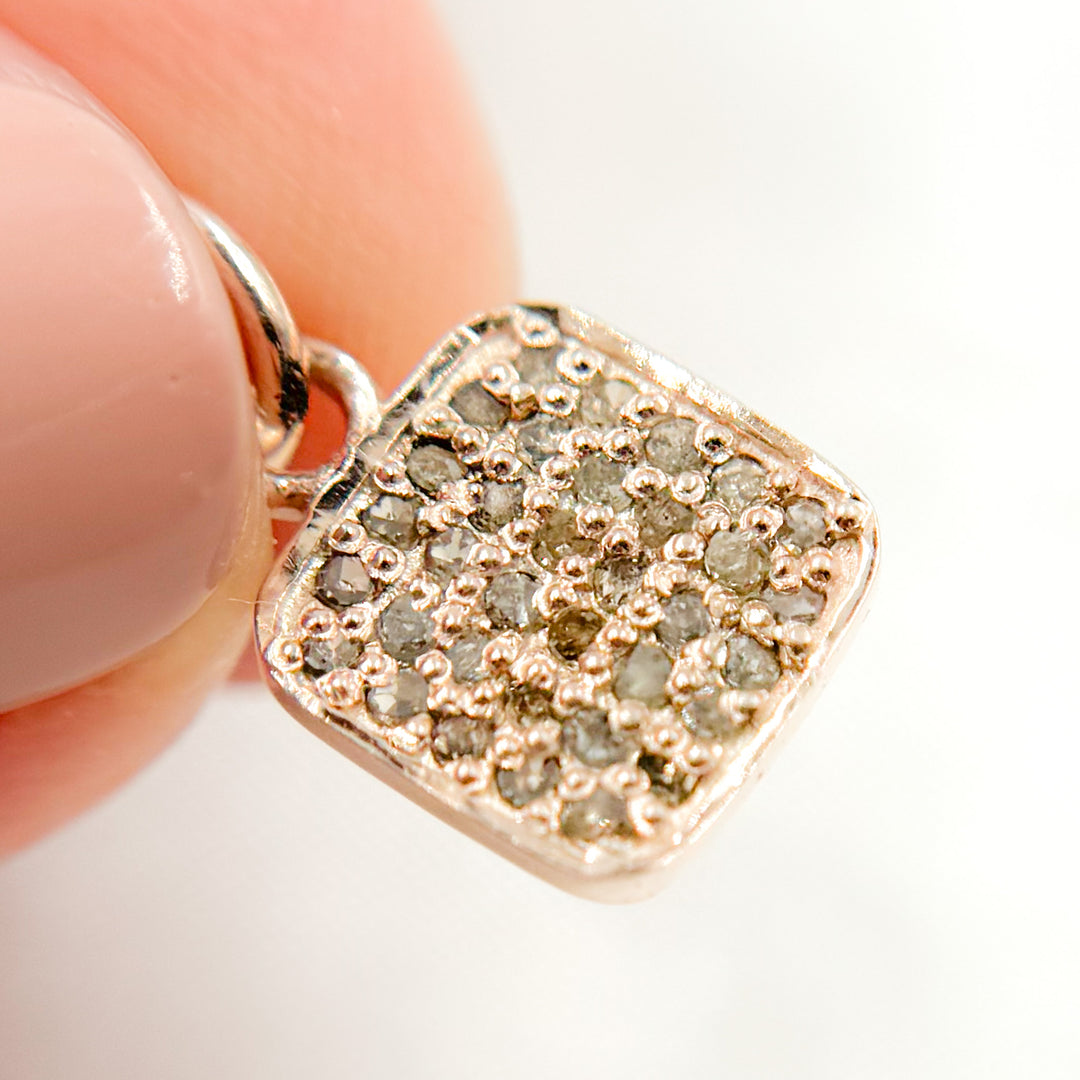 DC243. Diamond Sterling Silver Square Charm