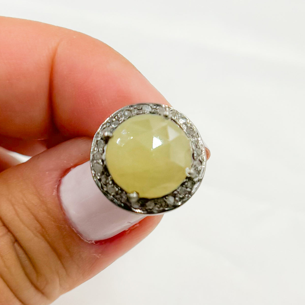 DE040. Diamond Sterling Silver Gemstone Round Studs