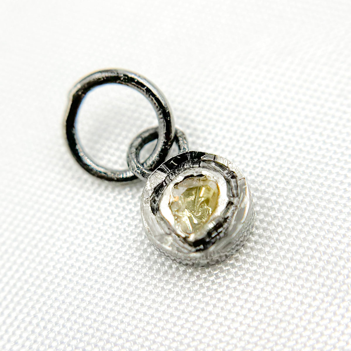 Silver Mini Round Charm with Polki Diamond