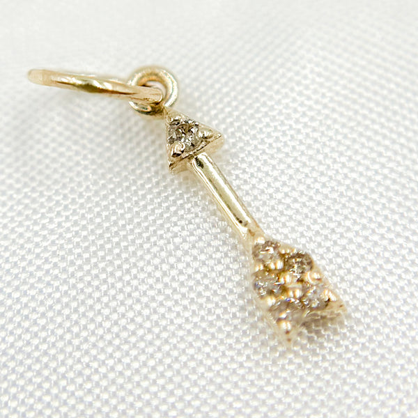 14K Solid Gold Diamond Arrow Charms