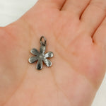 Load image into Gallery viewer, Back Side Diamond &amp; 925 Sterling Silver Black Rhodium and Gold Plated Flower Charm. DC942
