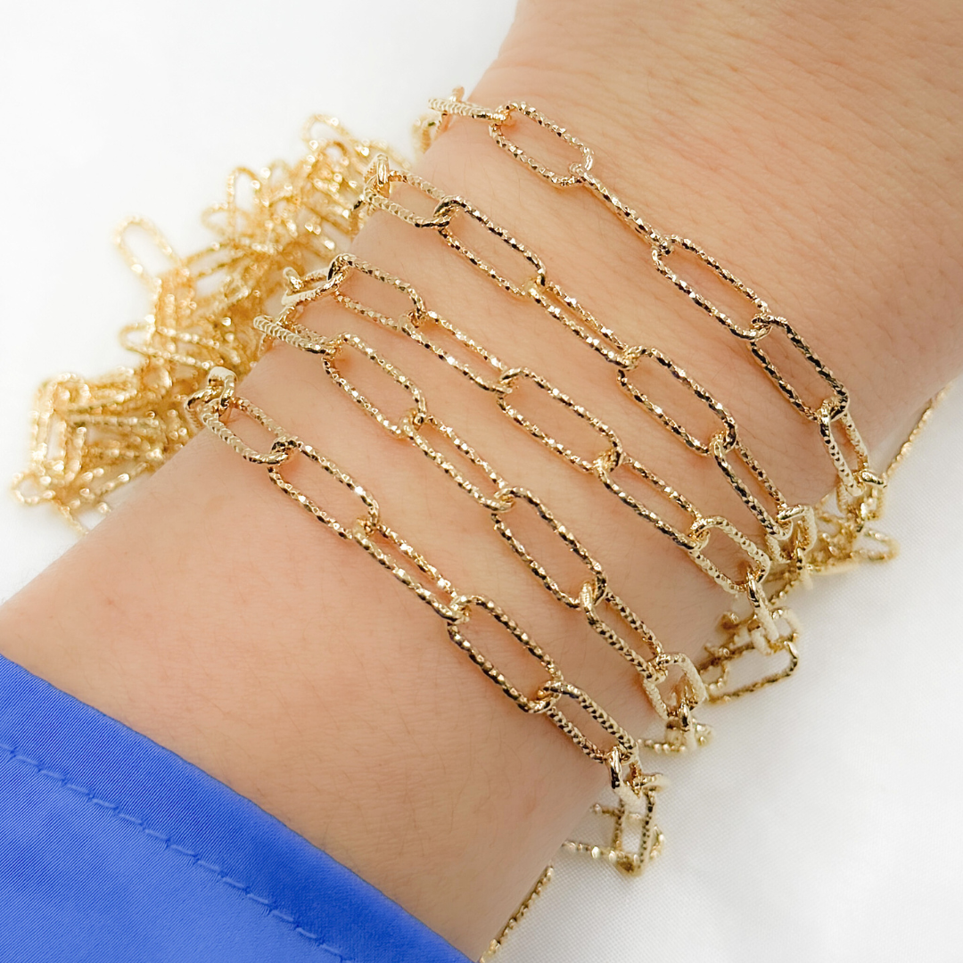 Gold Plated 925 Sterling Silver Diamond Cut Paperclip Chain