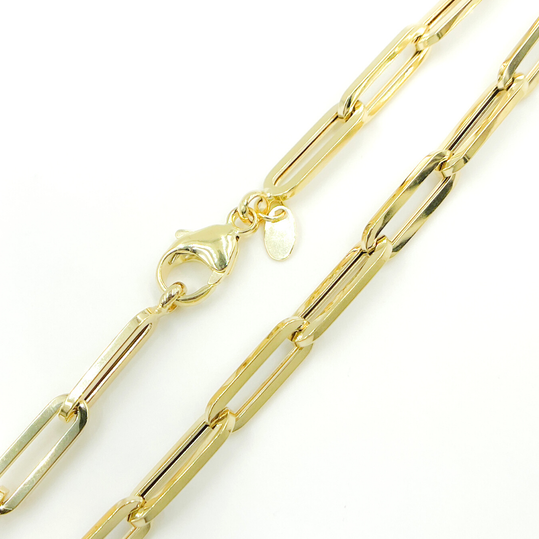 14K08 Bracelet. 14K Solid Gold Flat Paperclip Bracelet