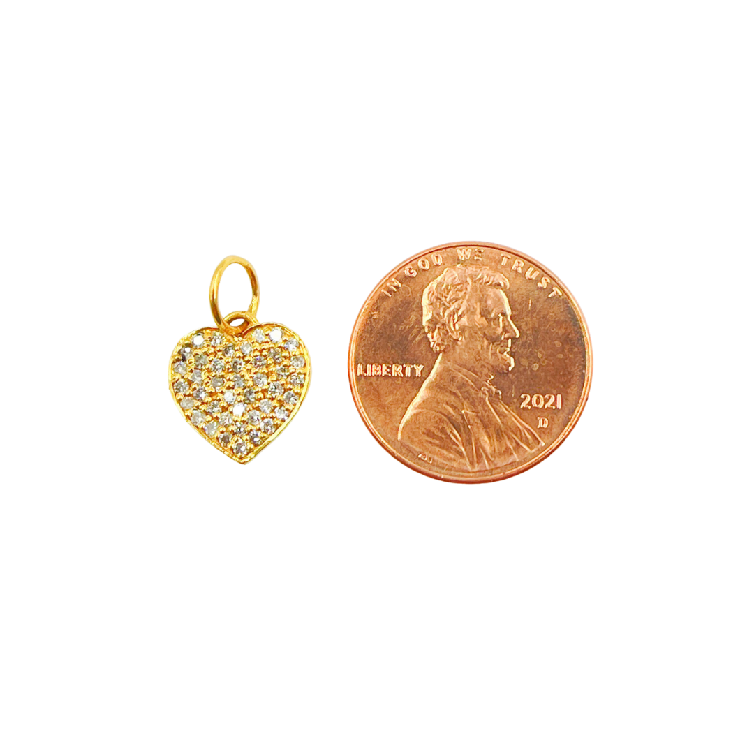 14K Solid Gold Heart Pendant with Diamonds. GDP199