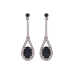 Load image into Gallery viewer, CE97267BS6X4. 14K Solid Gold Diamond and Blue Sapphire Dangle Earrings
