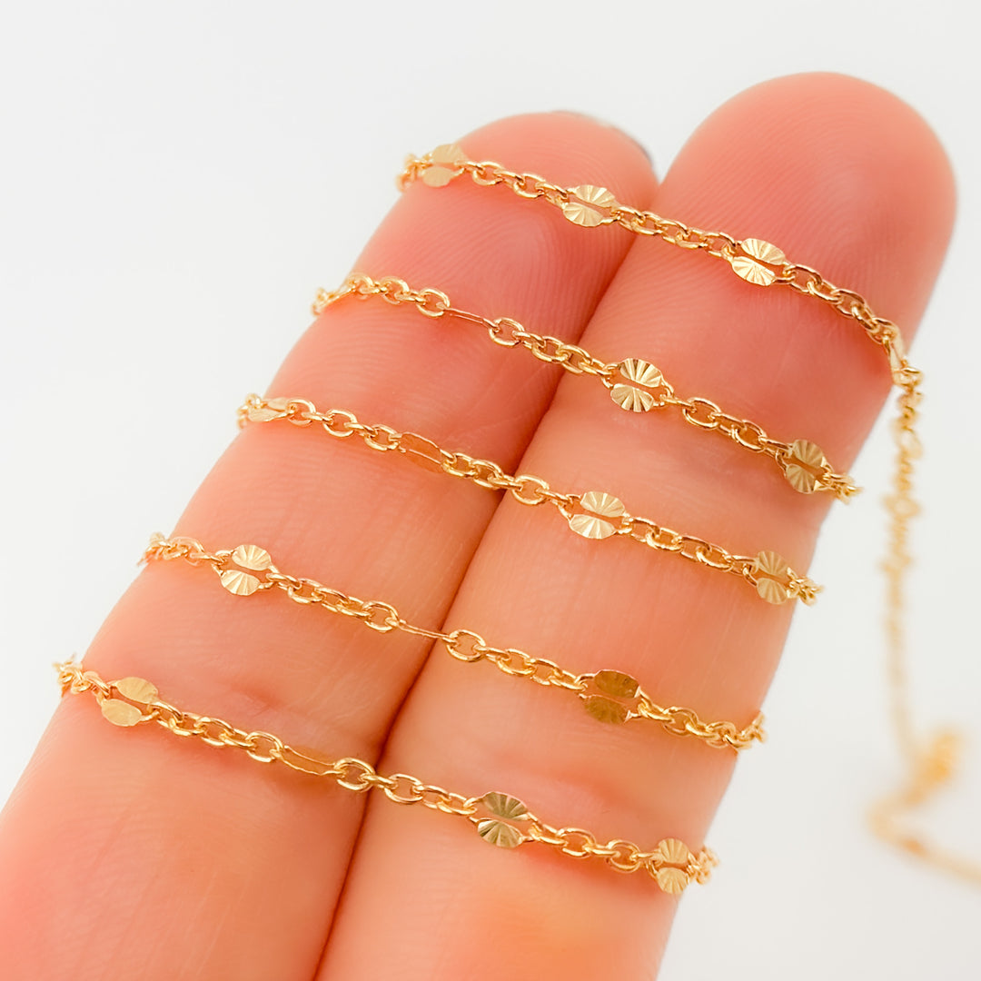 V300GF. 14k Gold Filled Cable and Diamond Cut Marina Link Chain