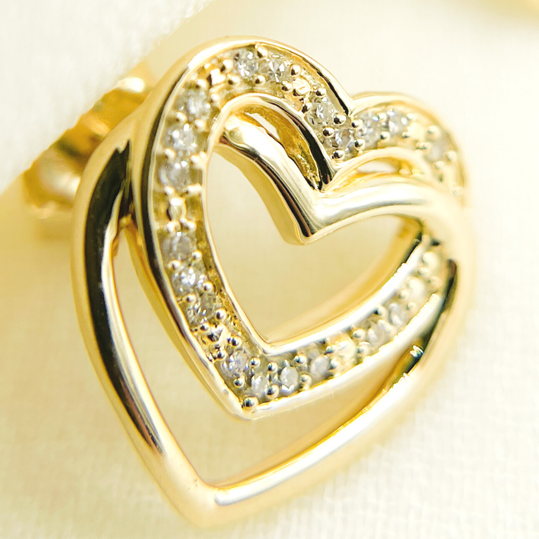 14K Solid Gold Heart Earrings. EFB51036