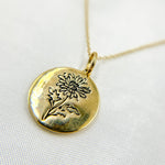 Load image into Gallery viewer, 14k Solid Gold Medallion Flower-Month Necklace. NFA71222
