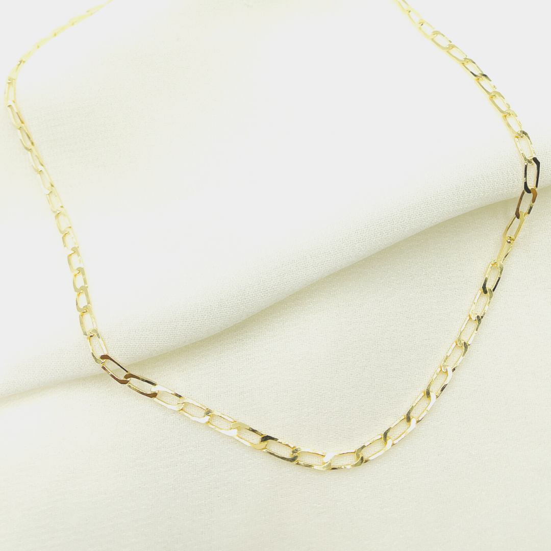14K Solid Gold Flat Paperclip Chains