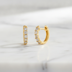 Load image into Gallery viewer, EHA56424. 14K Solid Gold Diamond Huggies Earring