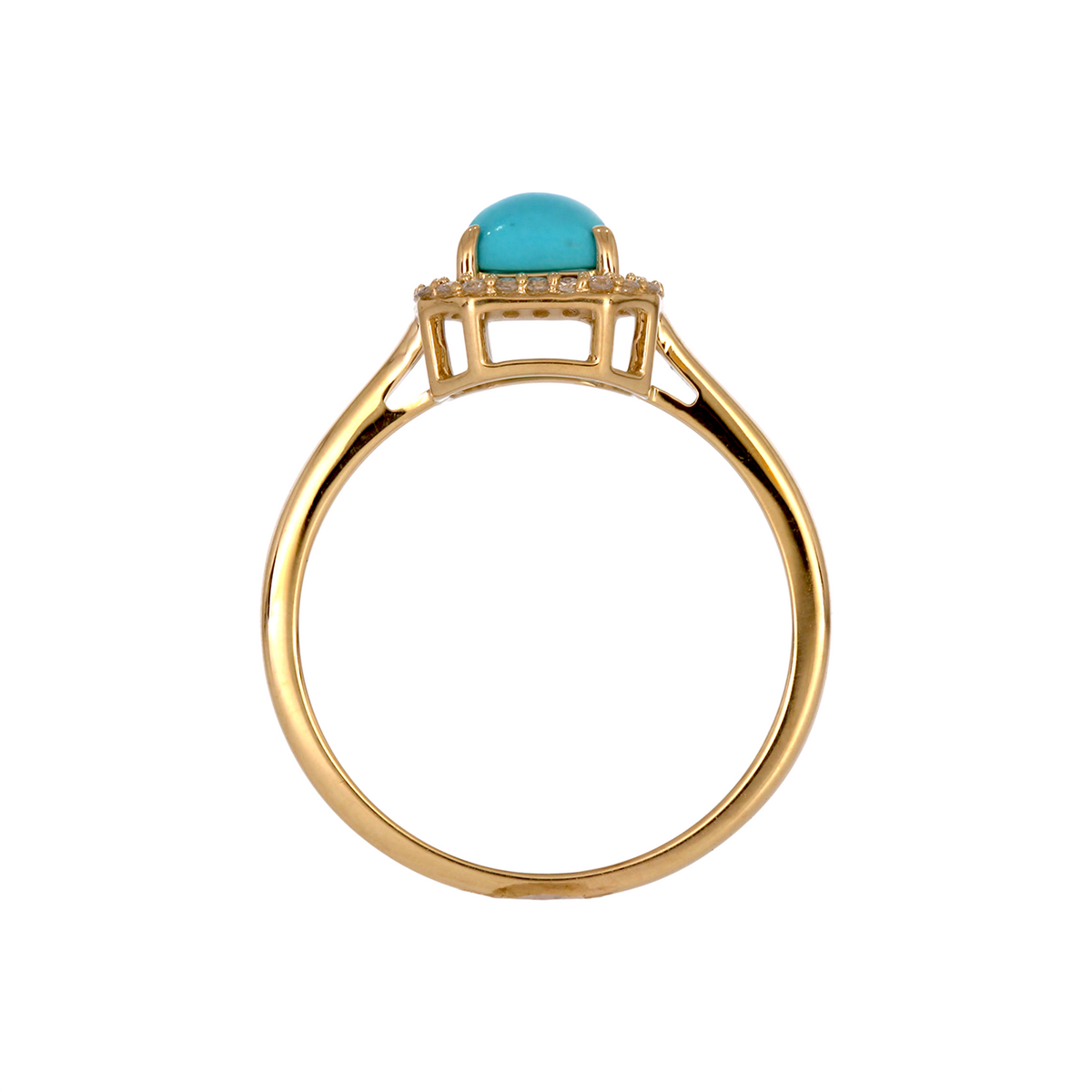 CR97176TQ7X5. 14K Solid Gold Diamond and Turquoise Ring