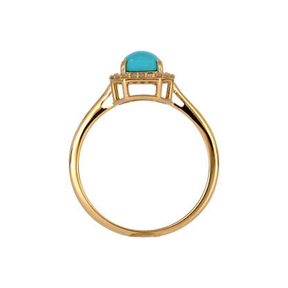 CR97176TQ7X5. 14K Solid Gold Diamond and Turquoise Ring