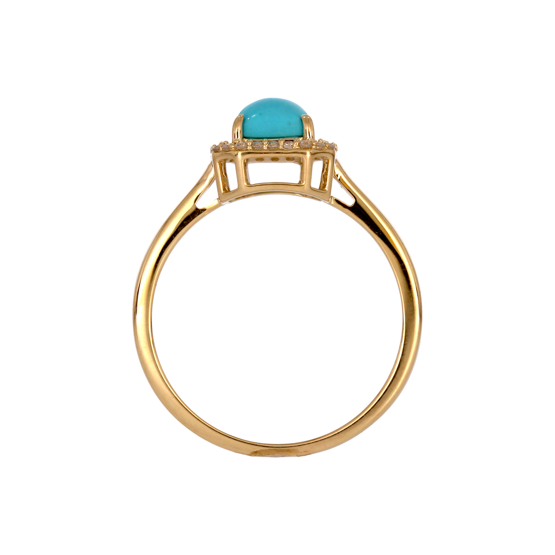 CR97176TQ7X5. 14K Solid Gold Diamond and Turquoise Ring