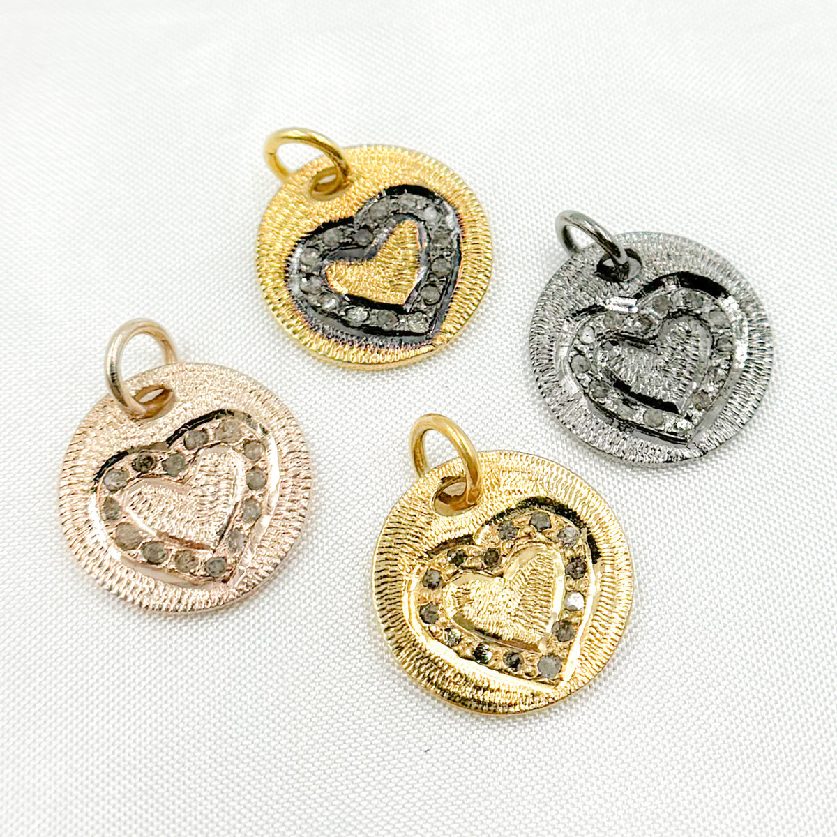 Diamond Sterling Silver Round Heart Charm