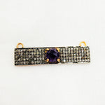 Load image into Gallery viewer, DC10. Silver Diamond and Gemstone Rectangle Connector
