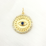 Load image into Gallery viewer, 14K Solid Gold Diamond Evil Eye Circle Charm. GDP436
