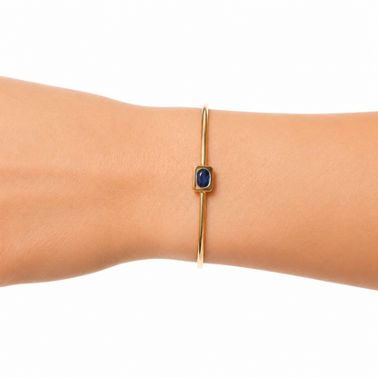 CB96731. 14K Solid Gold Gemstone Bangle